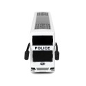 Valge kahekorruseline heliga politseibuss