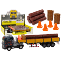 Wood Truck Blue Truck Trailer 1:24 Wood Logs Sounds Lights