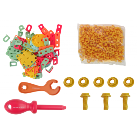 Ehitusplokkide komplekt tööriistakastis + akuga kruvikeeraja DIY TOOL BOX