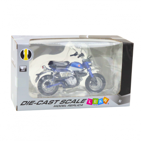 Mootorratas Retro Classic Metal Lights Blue 1:12