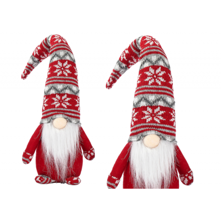 Jõulupäkapikk Hall Mustrid Punane 38cm