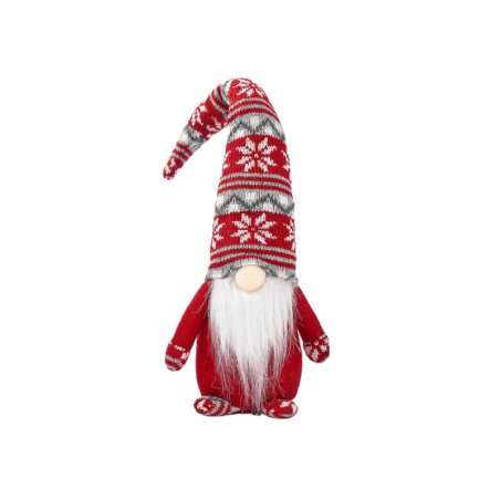 Jõulupäkapikk Hall Mustrid Punane 38cm