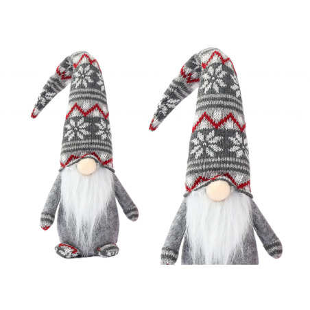 Jõulupäkapiku hallid punased mustrid 40cm