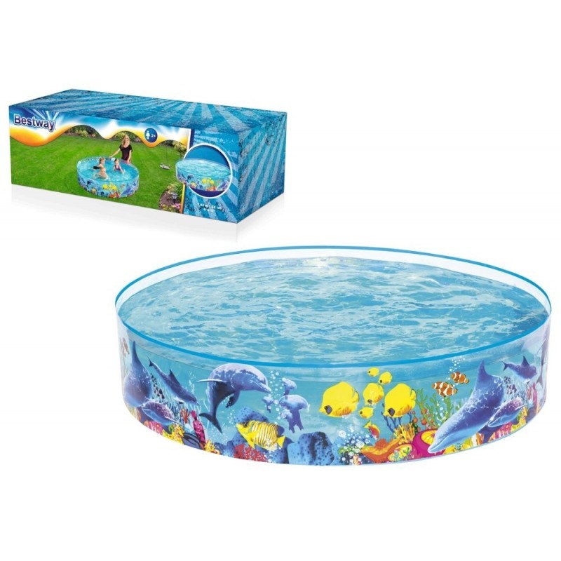 Aiabassein lastele 244 cm x 46 cm Bestway, mereloomade graafikaga, läbipaistvad seinad