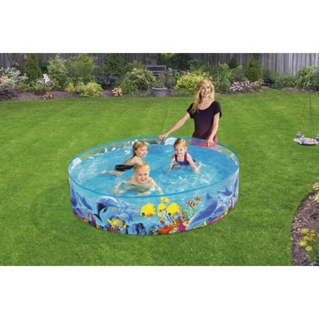 Aiabassein lastele 244 cm x 46 cm Bestway, mereloomade graafikaga, läbipaistvad seinad
