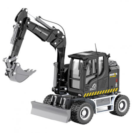 Ratasekskavaator Buldooseriga Metalli Huina Must 1:50