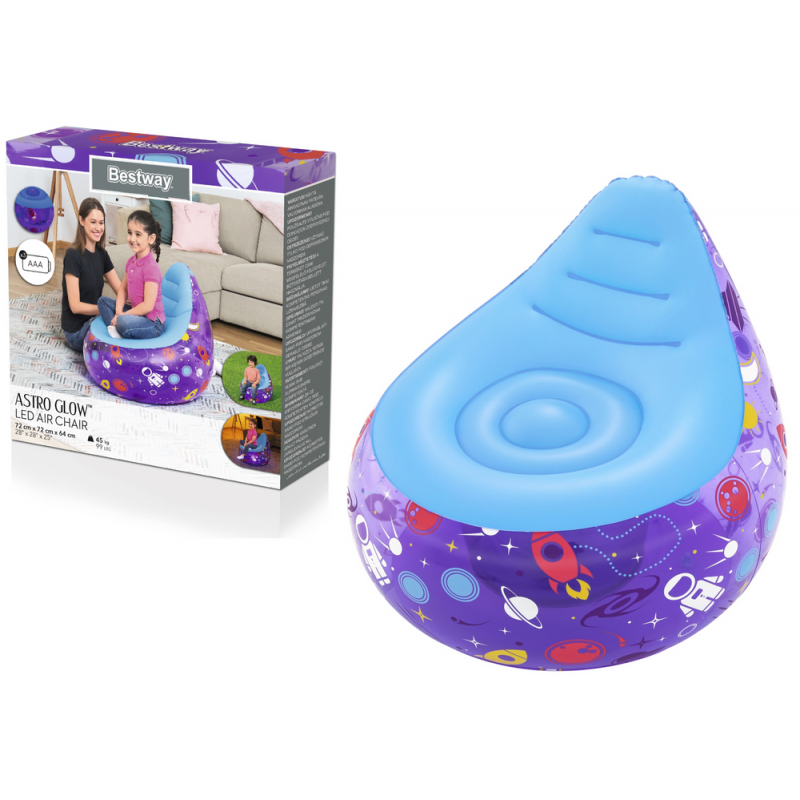 Kosmos LED täispuhutav tool 72 x 72 x 64 Bestway lilla