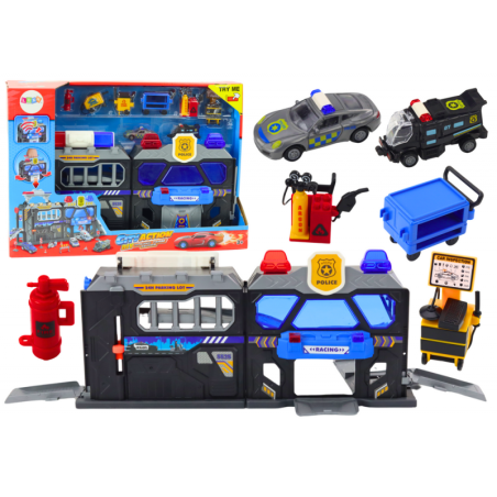 Laiendatava garaažiraja komplekt kohvris, politsei tuled ja helid