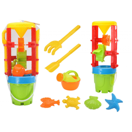 Liivamänguasjade komplekt, suur veski, ämber, värvilised vormid