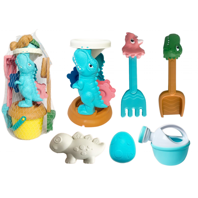 Liivamänguasjade komplekt, veski, ämber, dinosauruste vormid