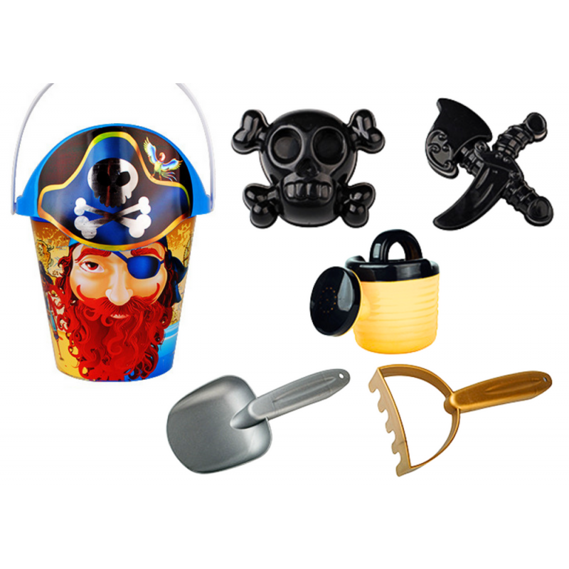 Piraat liiva komplekt, ämber, kastekann, kurn, 6-osaline komplekt.