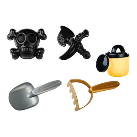 Piraat liiva komplekt, ämber, kastekann, kurn, 6-osaline komplekt.