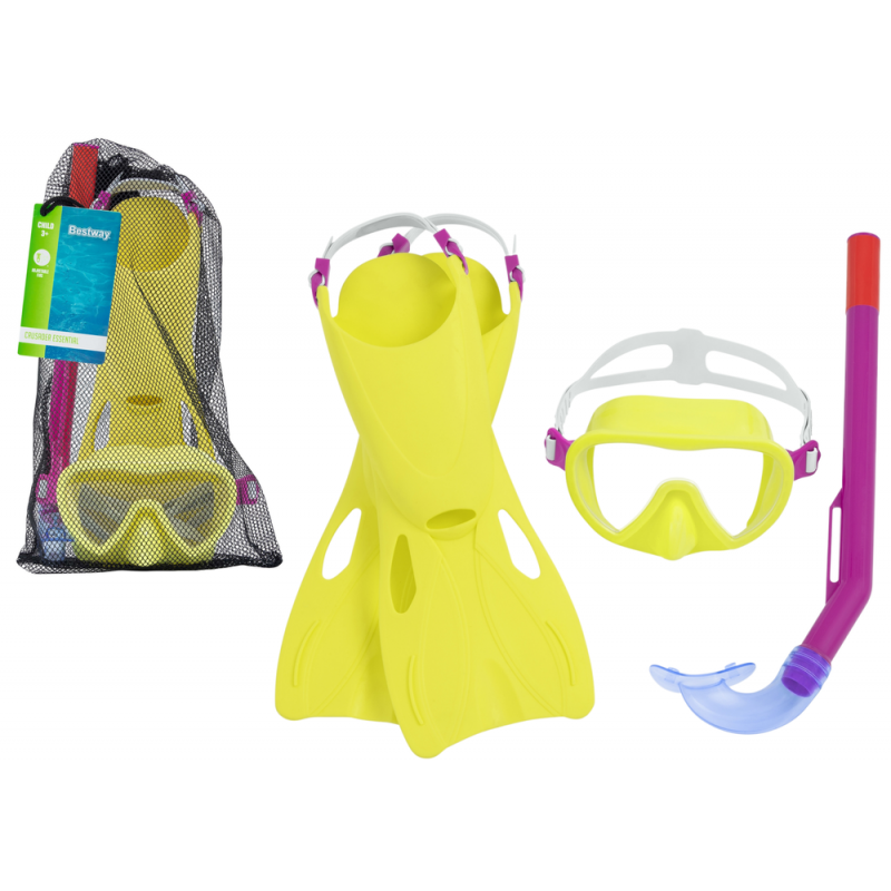 Snorgeldamise komplekt Kollane mask, uimed, toru Bestway