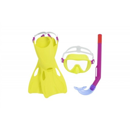 Snorgeldamise komplekt Kollane mask, uimed, toru Bestway