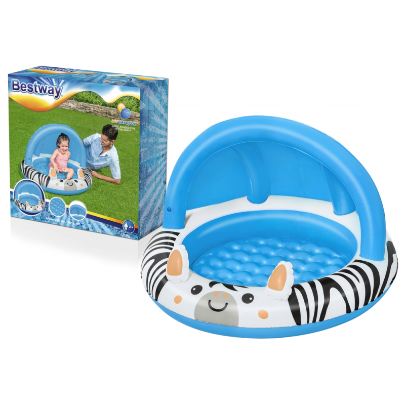 Täispuhutav suplusbassein Bestway Zebra, 97 x 66 cm, varikatusega