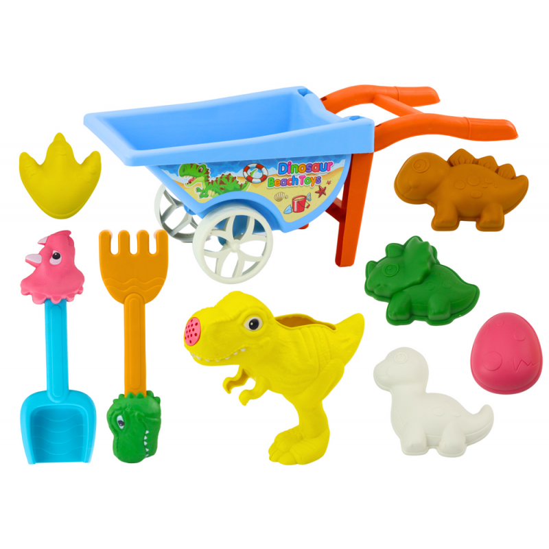 Liivamänguasjade komplekt, kuus vormi, kastekann, dinosaurused