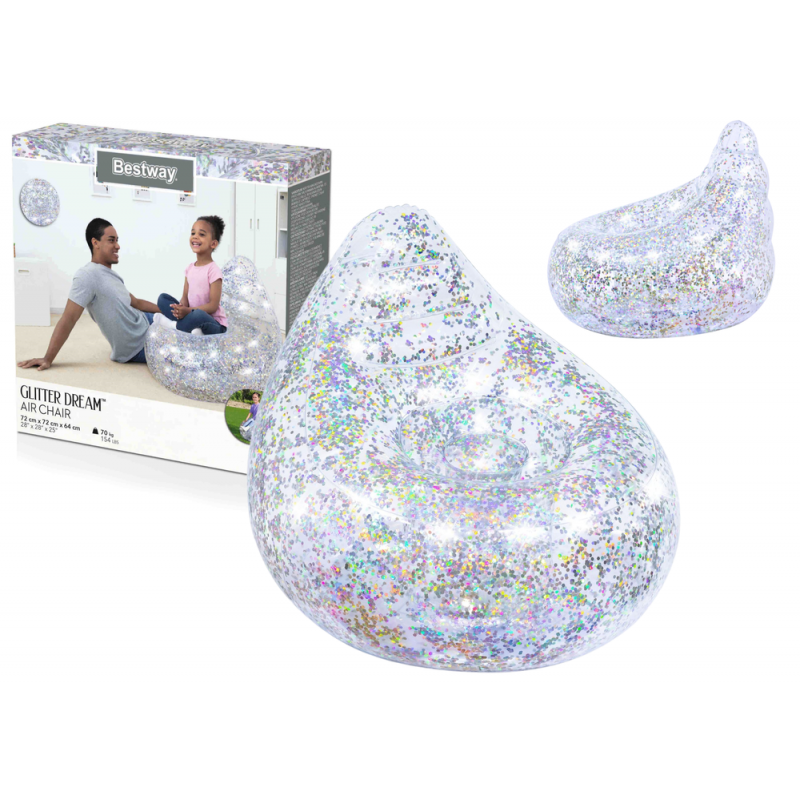 Täispuhutav Glitter tugitool 72 x 72 x 64 cm Bestway