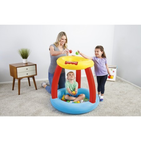 Täispuhutav suplusbassein katusega Fisher-Price Bestway, 89 x 89 x 84 cm, värviliste pallidega