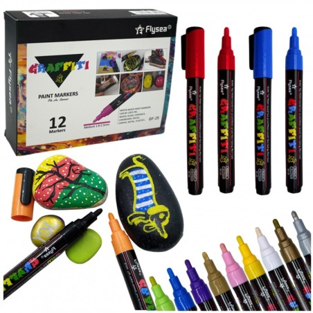 Akrüülmarkerite komplekt intensiivsed värvid 12tk