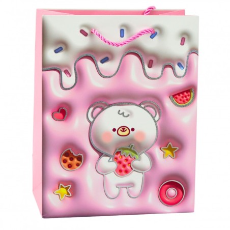 Teddy Bear Paberist kinkekott Pastelsetes värvides 23 x 18 x 10,5 cm