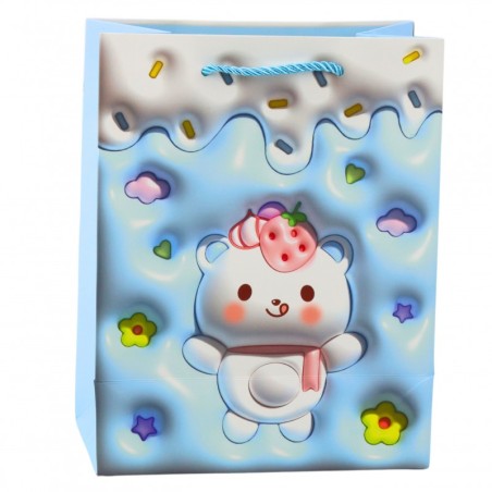 Teddy Bear Paberist kinkekott Pastelsetes värvides 23 x 18 x 10,5 cm