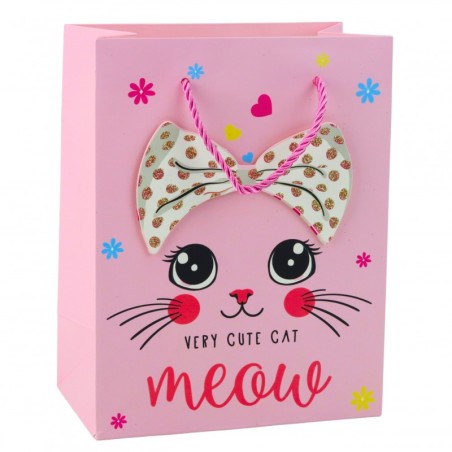 Paberist kinkekott Kittens Glitter Pink 23 x 18 x 10,5 cm
