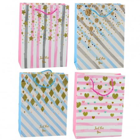 Paberist kinkekott Sinine Roosa Glitter 23 x 18 x 10,5 cm