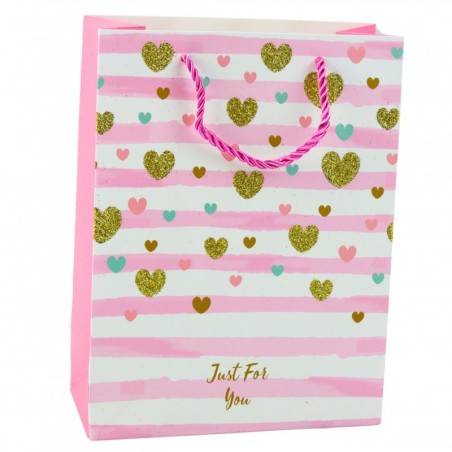 Paberist kinkekott Sinine Roosa Glitter 23 x 18 x 10,5 cm