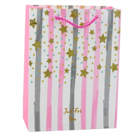 Paberist kinkekott Sinine Roosa Glitter 23 x 18 x 10,5 cm