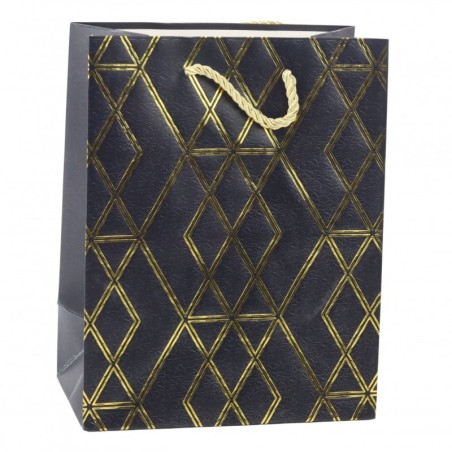 Paberist kinkekott Elegantse kullamustriga 23 x 18 x 10,5 cm