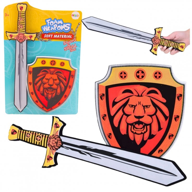 Knight Set Shield Sword Foam Lion Emblem 2tk