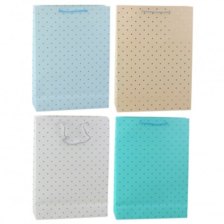 Klassikaline kullatäppidega kinkekott 41 x 30 x 12 cm