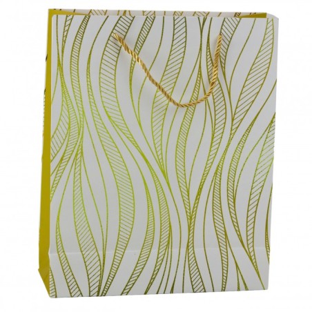 Paberist kingikott Lainelised jooned Kuld 32 x 26 x 12 cm