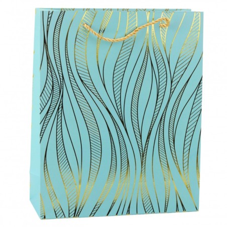 Paberist kingikott Lainelised jooned Kuld 32 x 26 x 12 cm