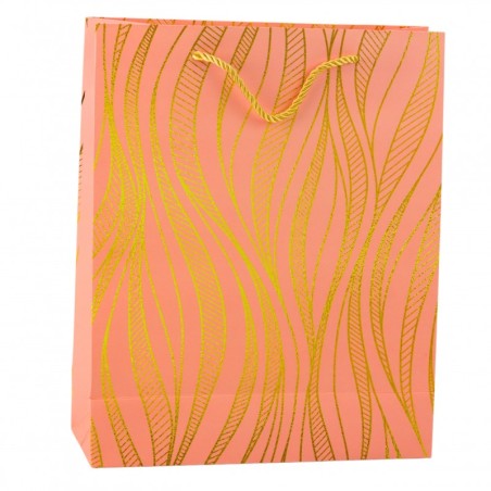 Paberist kingikott Lainelised jooned Kuld 32 x 26 x 12 cm