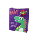 Lillast dinosauruse paberist kinkekott 32cm x 26cm x 10cm