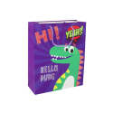 Lillast dinosauruse paberist kinkekott 32cm x 26cm x 10cm