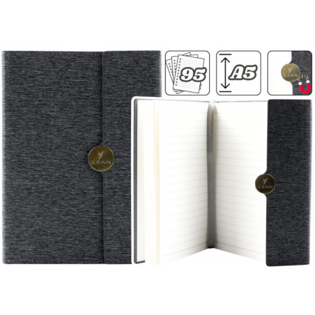 Magnetiline kontorimärkmik, vooderdatud A5 musta kaanega