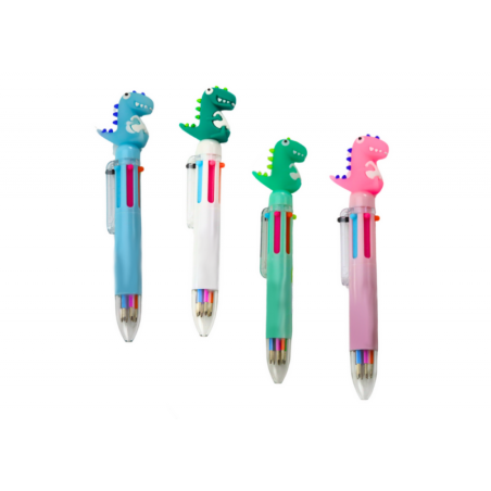 Mitmevärviline dinosauruse automaatne pliiats 6 värvi segu