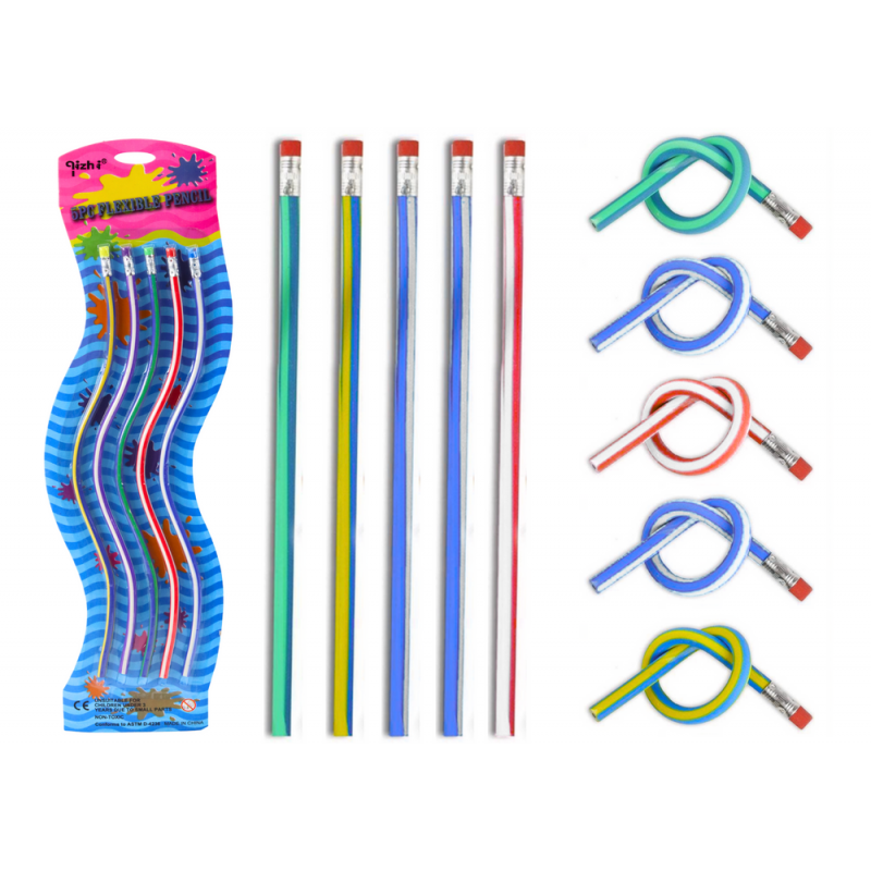 Paindlik kustutuskummiga pliiats, pehme painutatav 5 tükki, 30 cm
