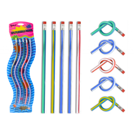 Paindlik kustutuskummiga pliiats, pehme painutatav 5 tükki, 30 cm