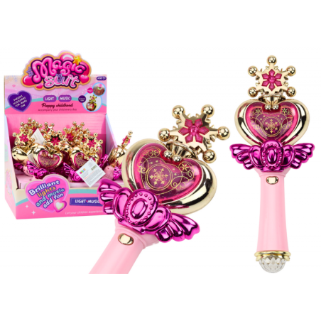 Printsessi võlukepp Värvilised tuled, helid, roosa