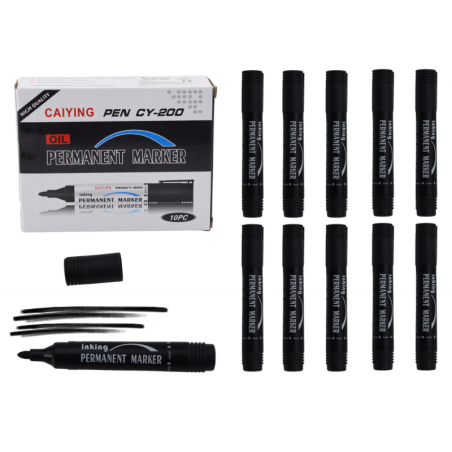 Püsimarkeri komplekt veekindel must 10 tk.