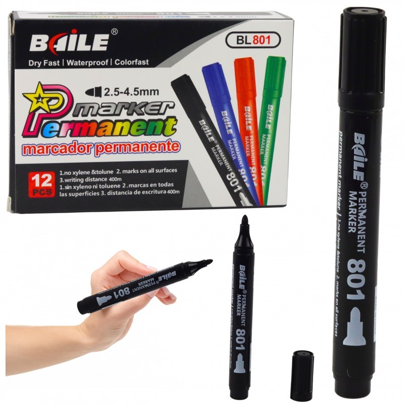 Püsimarker Veekindel must 2,5-4,5 mm