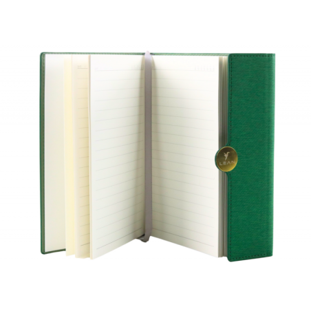Kontorimärkmik magnetiga märkmik A5, vooderdatud rohelise kaanega