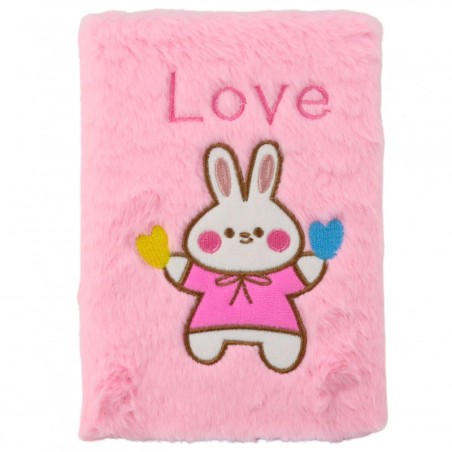 Plush märkmik, vooderdatud jänku, roosa