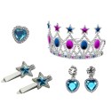 Väikese printsessi kroon kõrvarõngaste kaelakee sõrmus klambrite komplekt