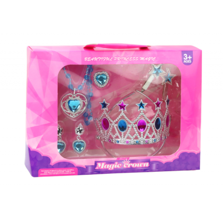 Väikese printsessi kroon kõrvarõngaste kaelakee sõrmus klambrite komplekt
