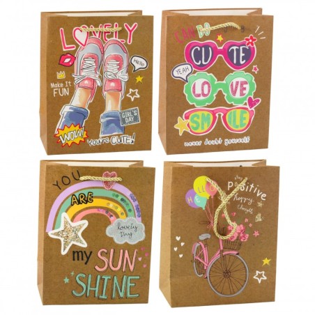 Paberist kinkekott Värvilised motiivid 23 x 18 x 10,5 cm