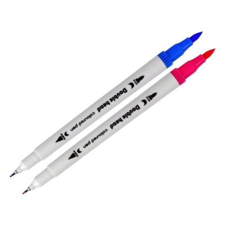 Komplektis 12 erinevat värvi kahepoolset markerit